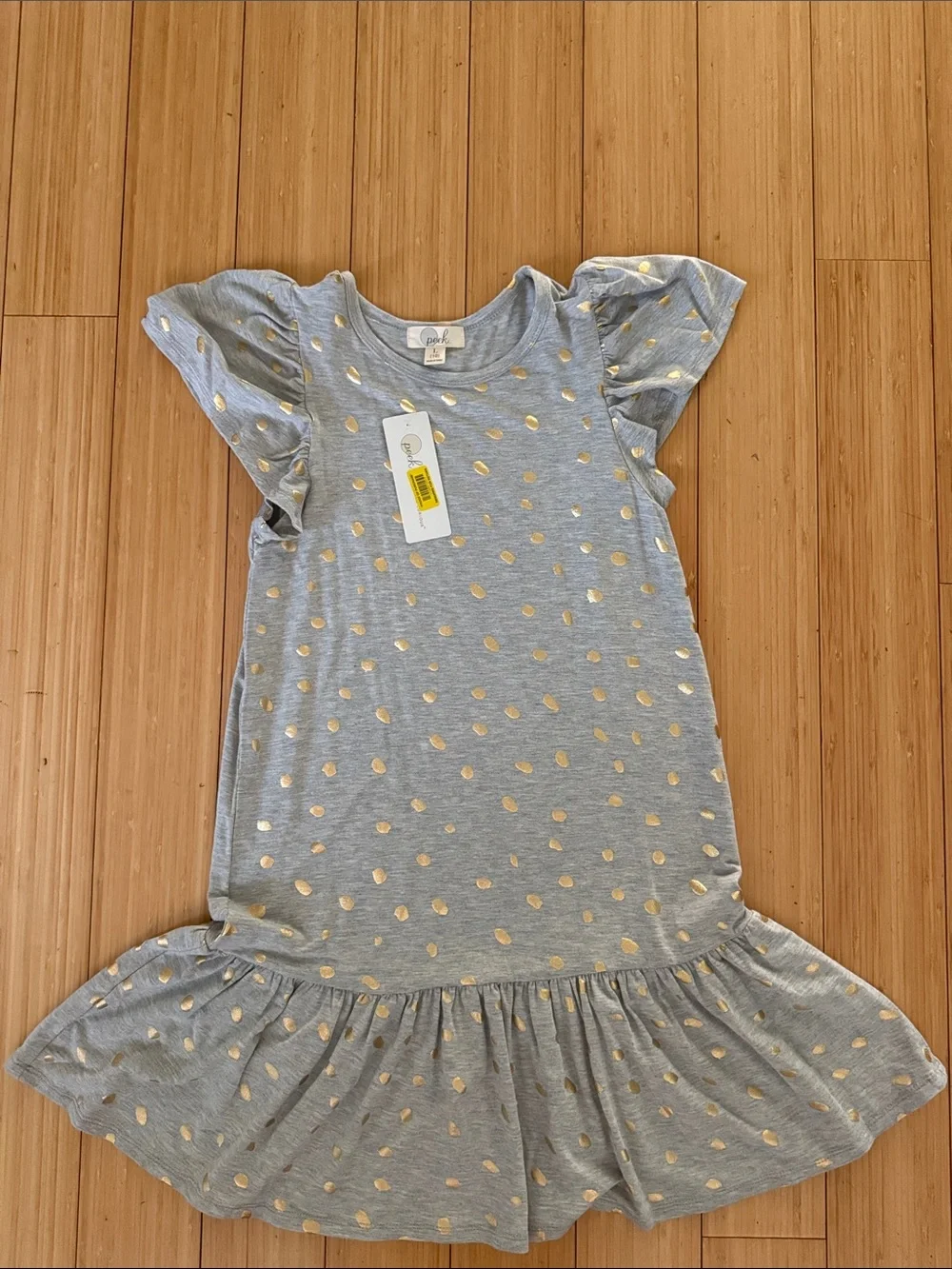 Peek Gray Dress with Gold Polka Dots